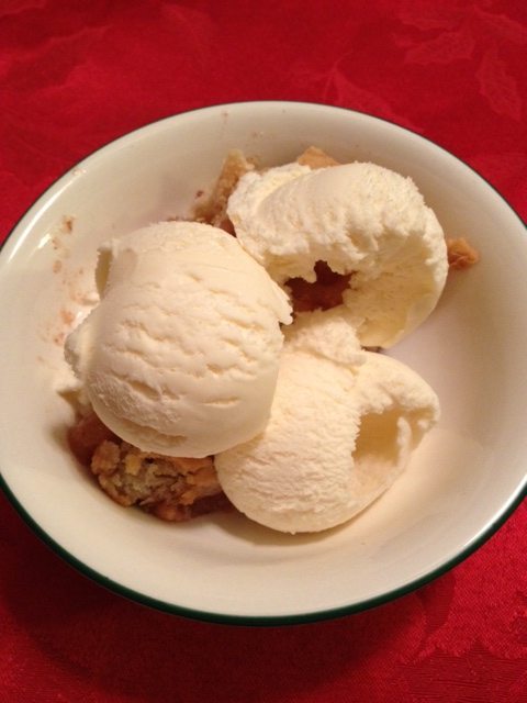 Dessert 1: apple pie with ice cream...it's under there somewhere!
