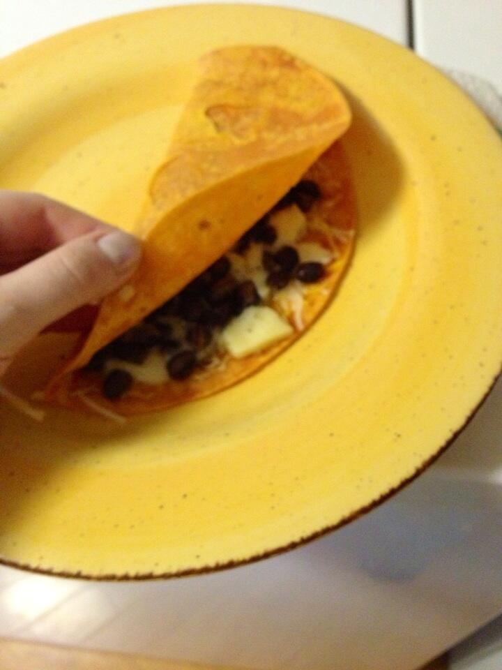 I even made myself a cheese & black bean breakfast quesedilla