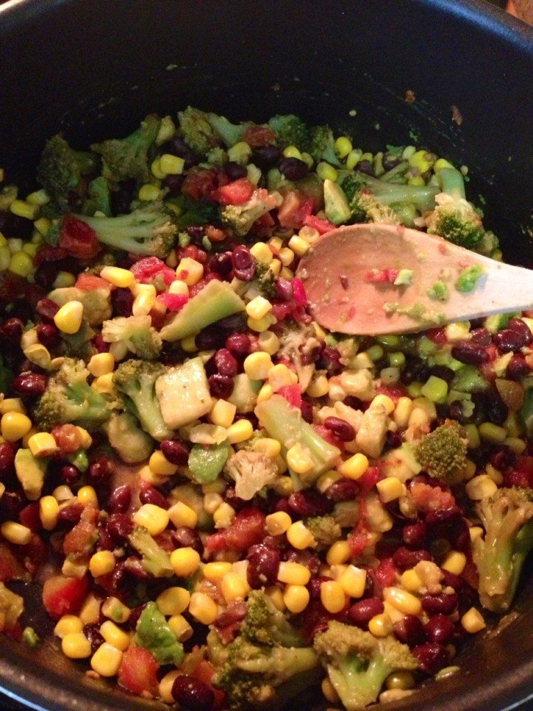 Quinoa and veggies + nutritional yeast, salt, pepper